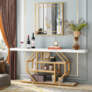 Axyaa 70.9" Gold Console Table with Storage - Modern 4 Tier Sofa Table