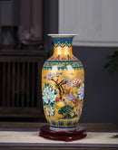 Axyaa Golden Jingdezhen Chinese Enamel Vase Decorations, Home Decor, Living Room, Antique Rack