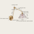 Axyaa Vintage LED Wall Lamp Swing Long Arm Loft Glass Copper Light for Bedroom
