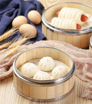 Axya Bamboo Steamer Basket with Stainless Steel Banding - Bun Dumplings DimSum Cage