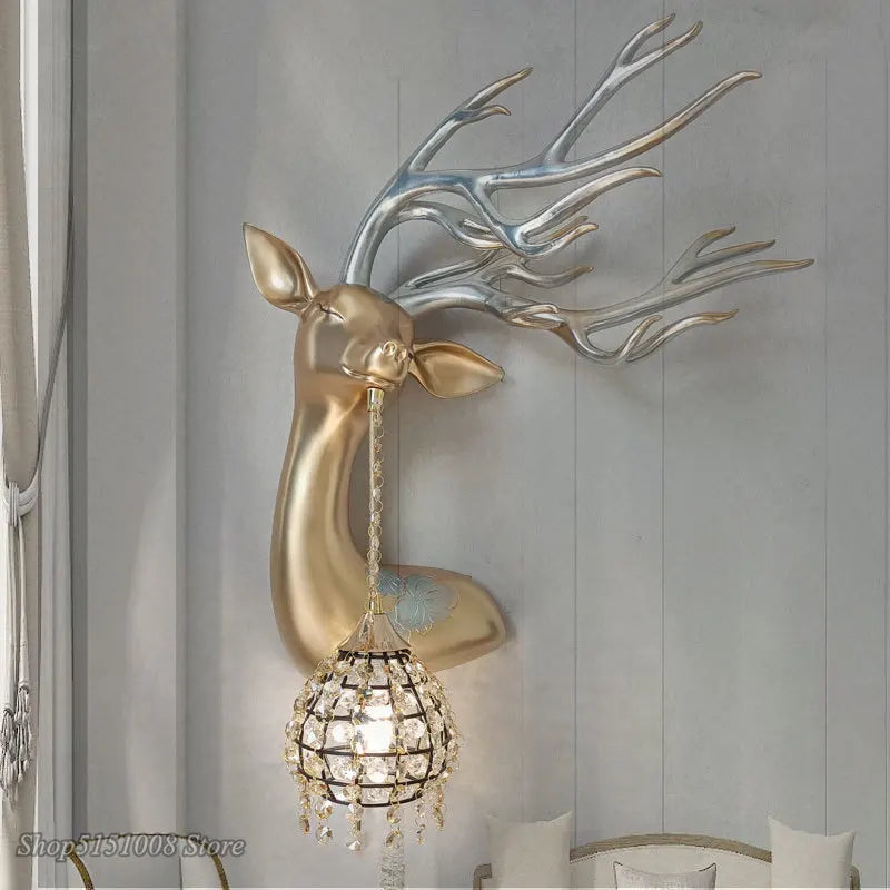 Axyaa Deer Crystal LED Wall Lamp for Luxe Living Spaces