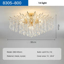 Axyaa Luxury Gold Crystal Ceiling Light Chandelier with LED Bulbs for Bedroom Decor