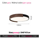 Axyaa LED Walnut Ceiling Lamp - Modern Main Light for Living Room, Bedroom, Study, Restaurant