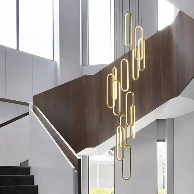 Axyaa Staircase Chandeliers: Modern LED Pendant Light Lamps for Living Room