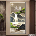 Axyaa Pine Entrance Landscape Wall Painting with High-End Electronic Clock