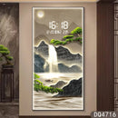 Axyaa Pine Entrance Landscape Wall Painting with High-End Electronic Clock