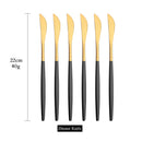 Axyaa Gold Knife Cutlery Set - 6Pcs Stainless Steel Sharp Dinnerware Kitchen Flatware