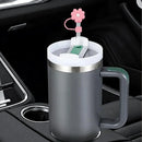 Axyaa 3PCS Silicone Straw Cover & Initial Charm for Stanley Cup Tumblers