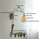 Axyaa Walnut Wood Swing Arm LED Wall Lamps - Nordic Modern Design