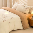 Axyaa Warm Fleece Embroidery 4-Piece Set | Cozy Contrast Colors | Skin-friendly & Thick