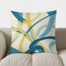 Axyaa Abstract Blue & Yellow Pattern Pillow Cover for Sofa, Bedroom, Car