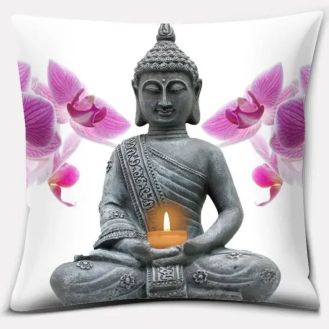 Buddha Zen Stone Flower Pillow Case for Home Office Decor Sofa Cushion Cover.