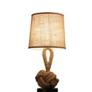 Axyaa Modern Minimalist Table Lamp with Hemp Rope Body and Fabric Shade