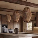 Axyaa Rattan Bamboo Woven Lantern Chandelier - Wabi Sabi Style Pendant Light