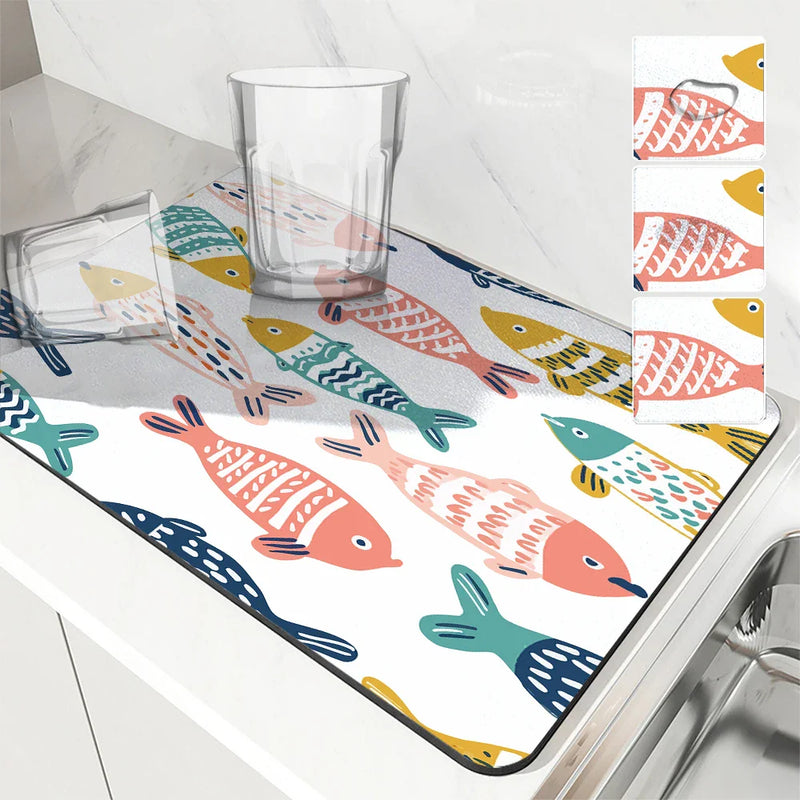 Axyaa Diatom Mud Kitchen Drain Pads - Sea Fish Absorbent Tableware Mat