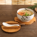 Axya Ceramic Rice Noodle Bowl Set with Lid, Spoon, Chopstick - Kitchen Tableware