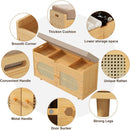 Axyaa Bamboo Shoe Storage Bench with Padded Seat and Doored Cabinet