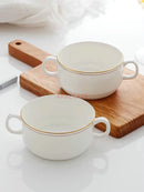 Axyaa Double Ear Ceramic Breakfast Bowl Soup Cup Dessert Cup