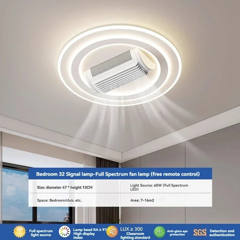 Axyaa Round Square LED Ceiling Fan Chandelier for Living Room Bedroom