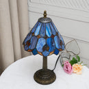 Axyaa Baroque Style Blue Stained Glass Table Lamp Night Light - 8 Inch Wide Lampshade