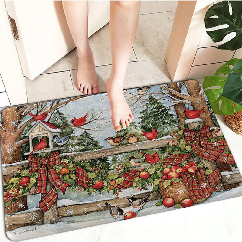 Axyaa Christmas Decoration Door Mat Non-Slip Floor Carpet for Home