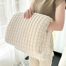 Axyaa Plaid Flannel & Rabbit Fur Throw Blanket for Sofa Bed - Soft & Warm