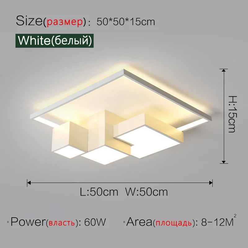 Axyaa Nordic Square Ceiling Lamp Modern Minimalist Master Bedroom Lighting