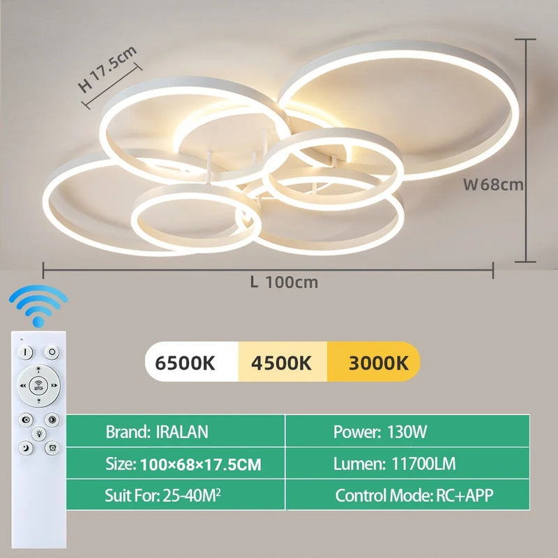 Axyaa Round Circle Ring Chandelier Ceiling Lamp for Home Decor Lighting in Living Bedroom