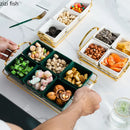 Axya Ceramic Snack Storage Plate Grid Fruit Candy Dried Nut Household Supplies