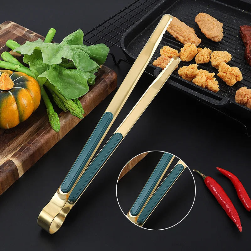 Axyaa Stainless Steel Non-Slip Food Tong Korean Style BBQ Bread Ice Clip
