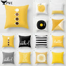 Axyaa Yellow Geometric Print Cushion Pillowcase - 45x45cm