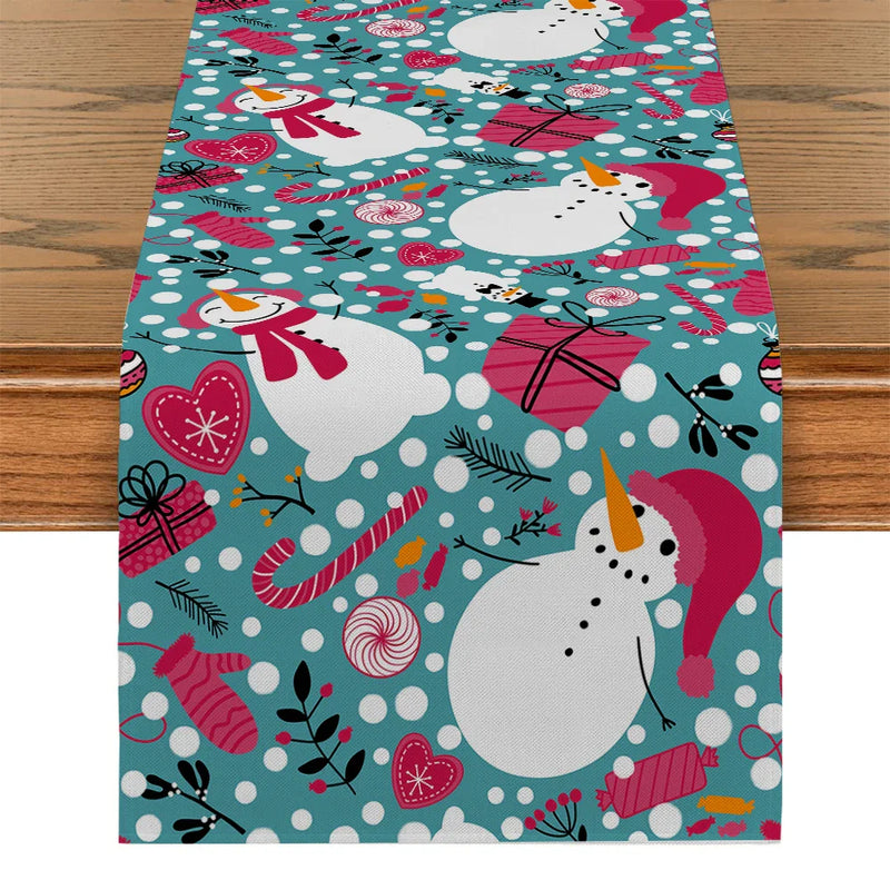 Snowman Tree Table Runner Kitchen Dining Decor by Axyaa