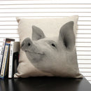 Axyaa African Animal Linen Pillow Cover 45x45cm - Lion, Elephant, Elk Portrait Decor