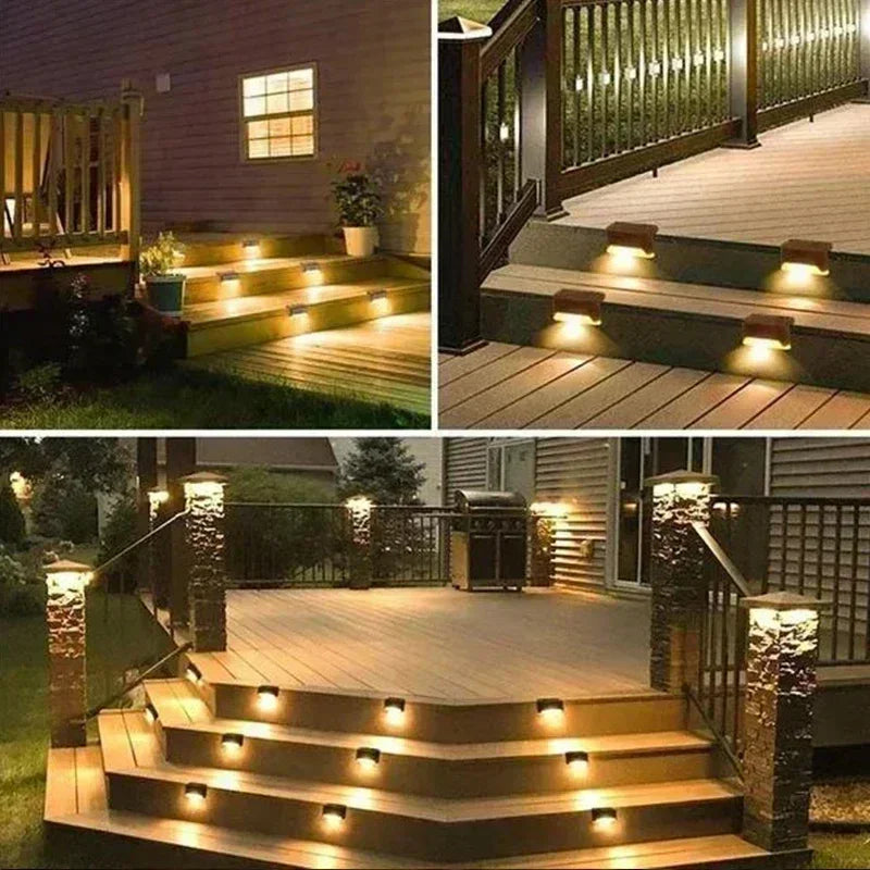 Axyaa Solar Deck Lights: 16 Pack Waterproof LED Outdoor Stair Railing Pathway Yard Fence Lighting