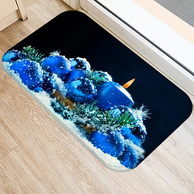 Axyaa Christmas Balls Tree Printed Door Mat Non-Slip Floor Carpet)((((