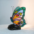 Mediterranean Butterfly Stained Glass Table Lamp by Axyaa for Vintage Living Room