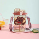 Axyaa Cute Cartoon Kids Water Bottle with Straw Lid Boys Girls Gift