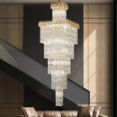 Axyaa Luxe Hollow Crystal Chandelier - Modern Long Staircase Villa Lighting