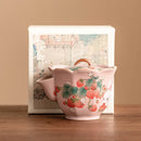 Axyaa Strawberry Rabbit Ru Kiln Teapot Kung Fu Tea Set in Gift Box