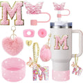 Axyaa Cup Accessories Set: Butterfly Straw, Cover, Cap, Boot, Handle Charm, Initials Sticker