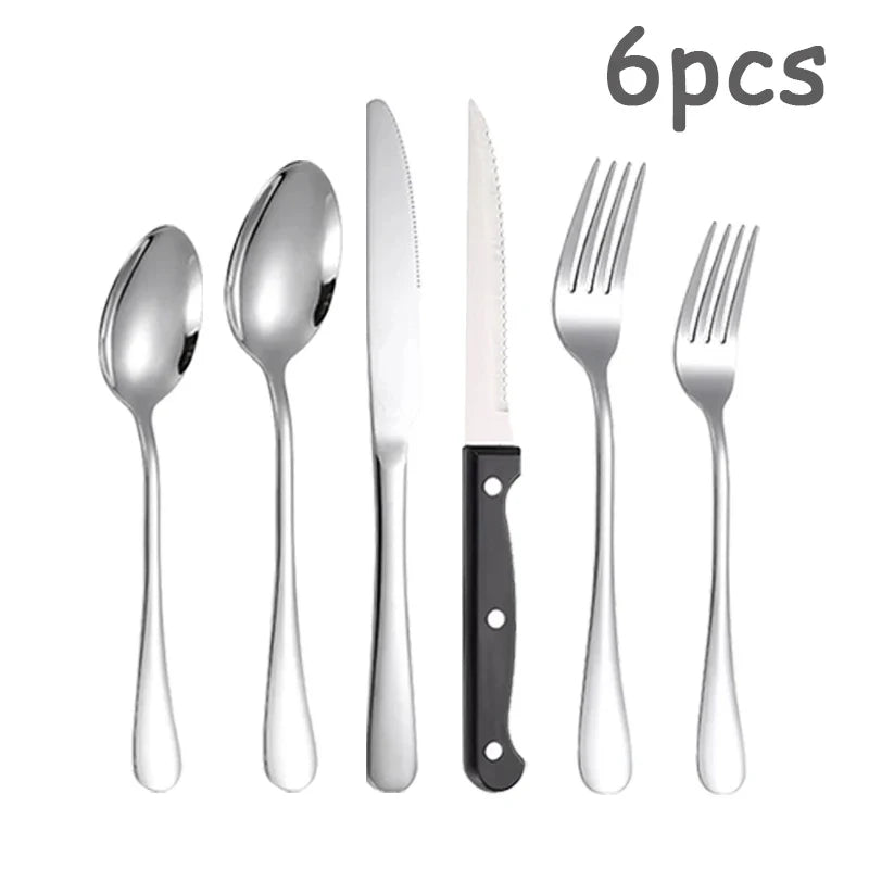 Axyaa 48-Piece Stainless Steel Tableware Set with Storage Box