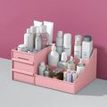 Axyaa Makeup Organizer: Vanity Storage Box with Drawers for Cosmetics, Brushes, Lipstick