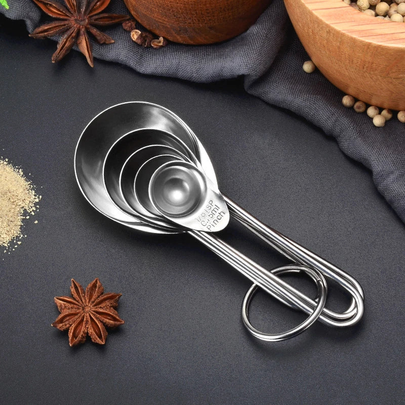 Axyaa Stainless Steel Measuring Spoons Set Kitchen Scoops