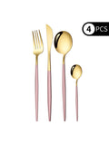 Axyaa 4-Piece Black Gold Stainless Steel Cutlery Set