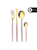 Axyaa 4-Piece Black Gold Stainless Steel Cutlery Set