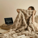 Axyaa Ultra Plush Bubble Fleece Throw Blanket for Home, Sofa, Travel - Reversible, All-Season