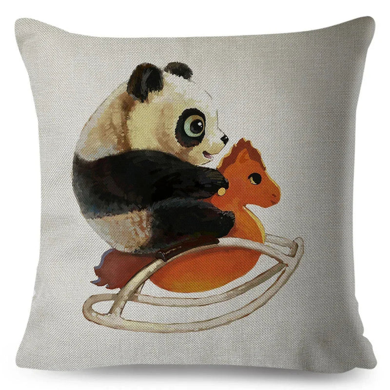 Axyaa Watercolor Animal Pillowcase - Cute Cartoon Design for Living Room Sofa