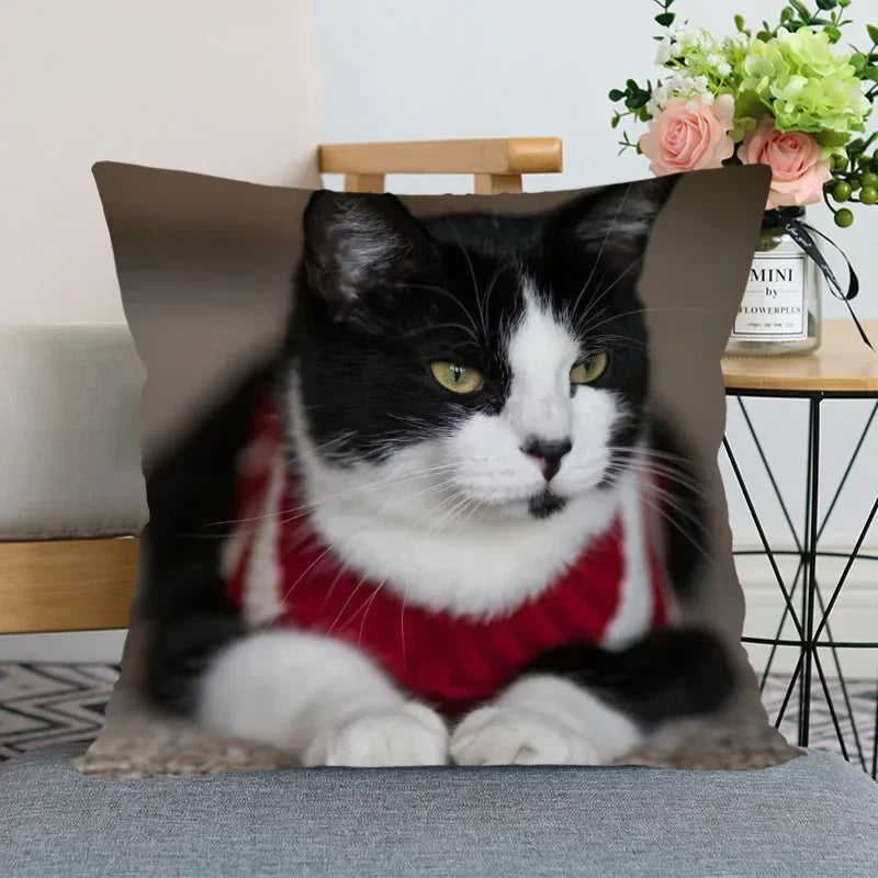 Cute Cat Print Pillowcase by Axyaa - Perfect for Home, Car, and Sofa