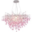 Axyaa Pink Crystal Chandelier: Colorful Chrome Ceiling Light for Kids' Girl Bedroom