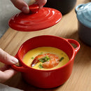 Axyaa 4" Mini Ceramic Double Ear Bowl for Oven Use - Egg Soup & Custard Bowl